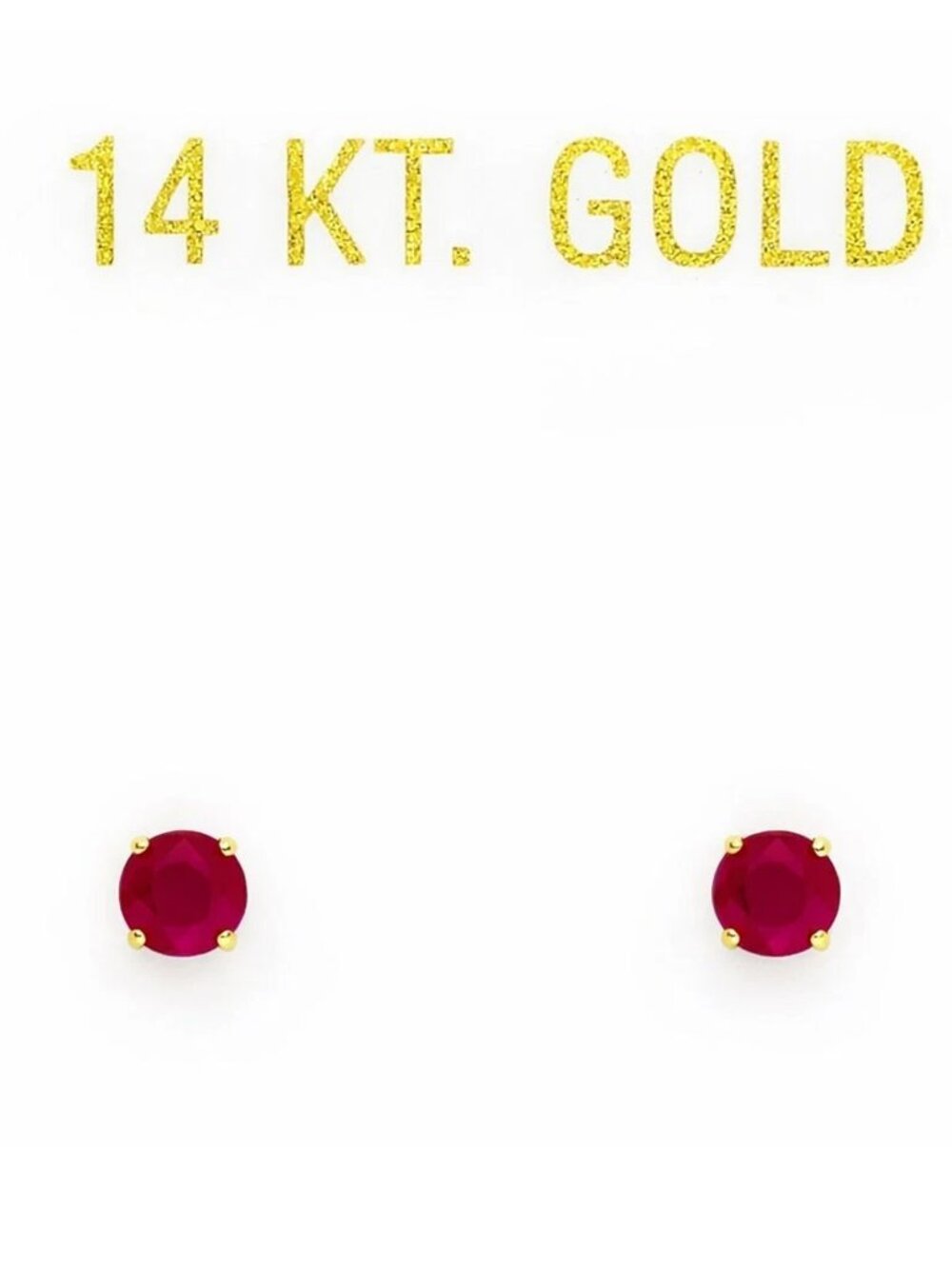 Genuine 0.56 Cts Ruby Stud Earrings 14k Yellow Gold